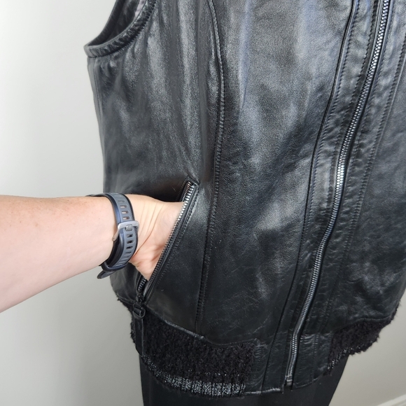 Harley Davidson Motorclothes Fawnridge Leather Vest Knit Turtleneck Size XL Moto - Picture 5 of 16